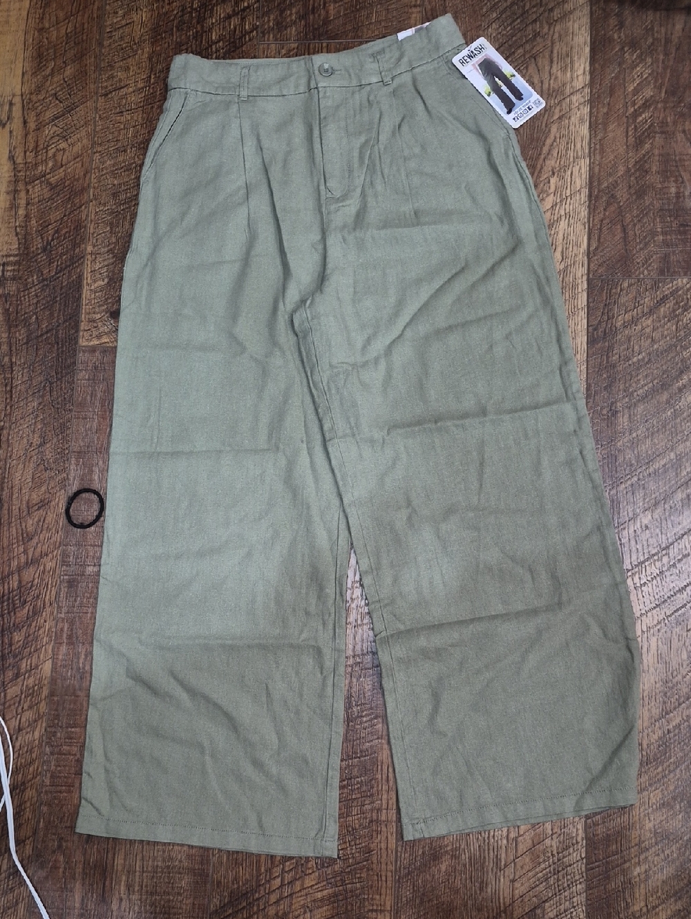 NWT REWASH Women's Olive Green Wide-Leg Trousers Cottagecore Size 10